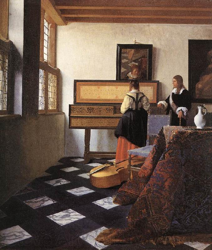 VERMEER VAN DELFT, Jan A Lady at the Virginals with a Gentleman wt Spain oil painting art
